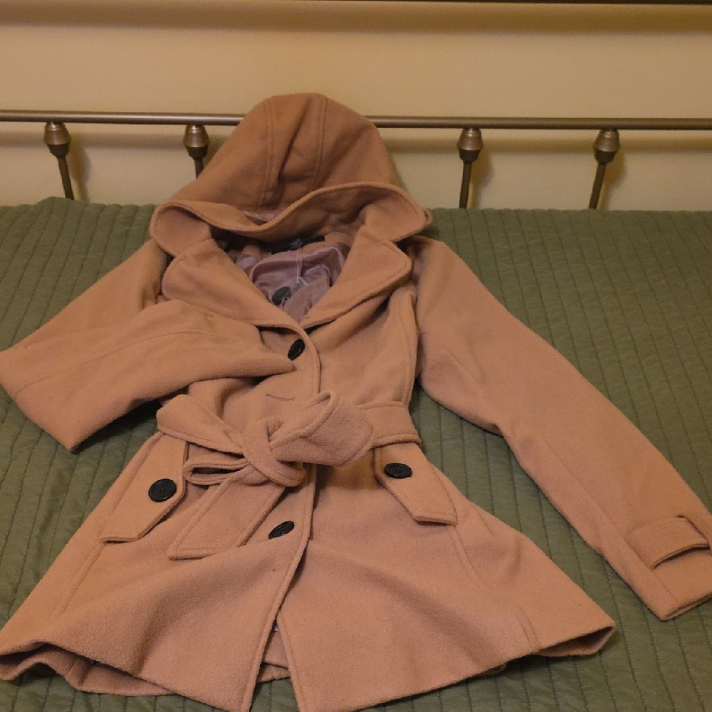 Forever 21 Tan Trench Coat with Hood